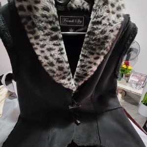Suede and fur vest